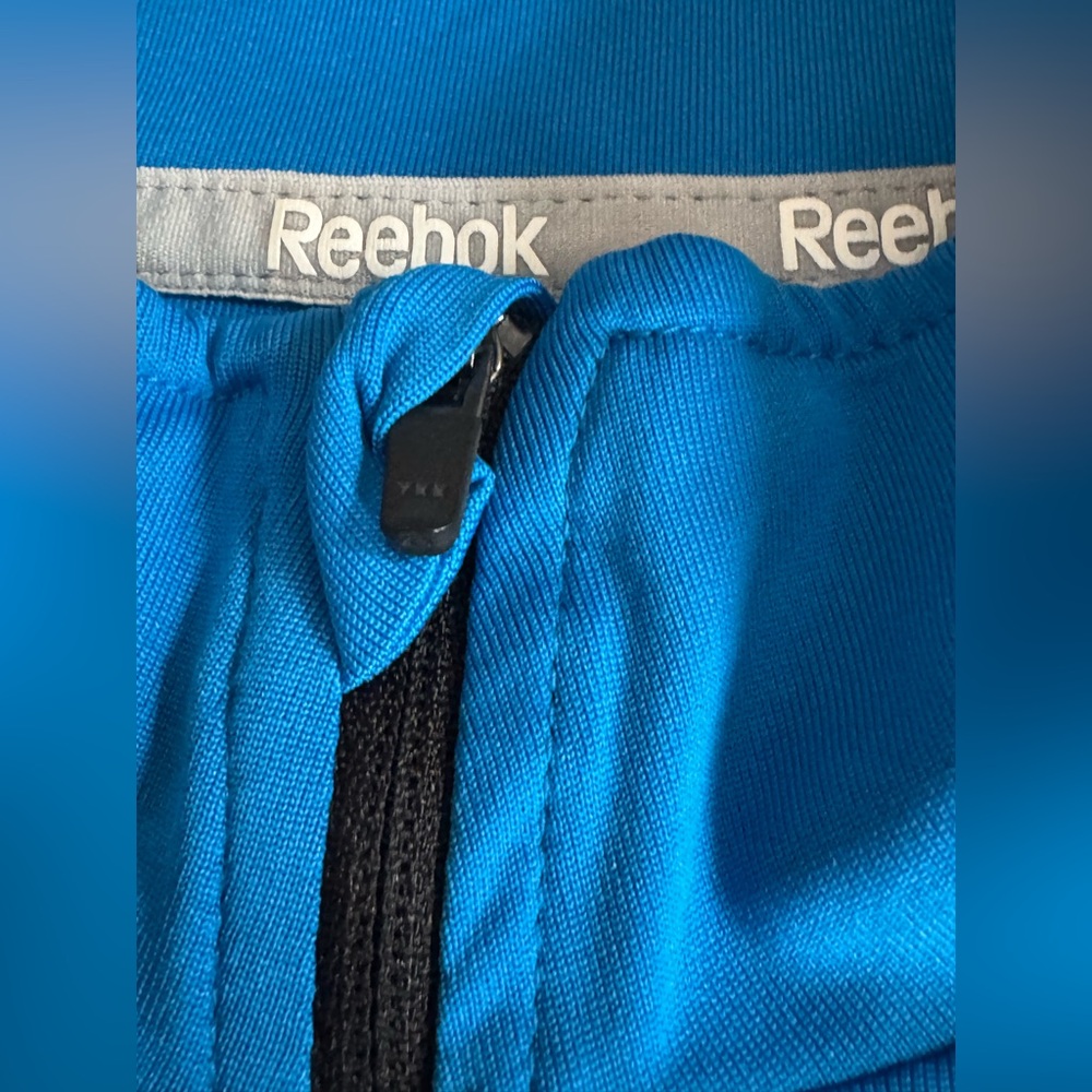 Reebok Vibrant Blue Playdry Quarter-Zip long sleeve shirt Medium EUC - Picture 3 of 6
